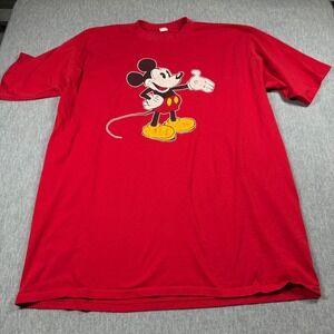 Artex Shirt Unisex One Size Red Mickey Mouse Vintage Graphic Short Sleeve Tee